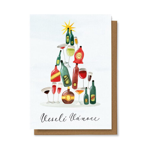 přání Veselé Vánoce - víno